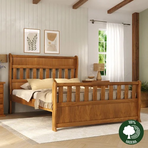 Cama de madeira maciça + colchão